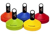 Wacces Agility Disc Cones with Transportaion Caddy Perfect for Soccer, Football Training & More- Pack of 25