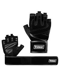 Trideer guantes de levantamiento de peso acolchados con muñequeras de 18.0 in, guantes de gimnasio Pro para levantamiento de potencia, entrenamiento cruzado, entrenamiento, mejor para hombres y mujeres (par)
