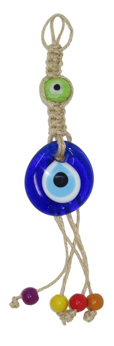 409-4cm Glass Lucky Evil Eye and Macramé Wall Hanging Amulet