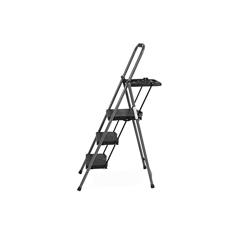 Best Choice Products Portable Folding 3Step Ladder w/Rubber Feet Caps, 330lb Capacity