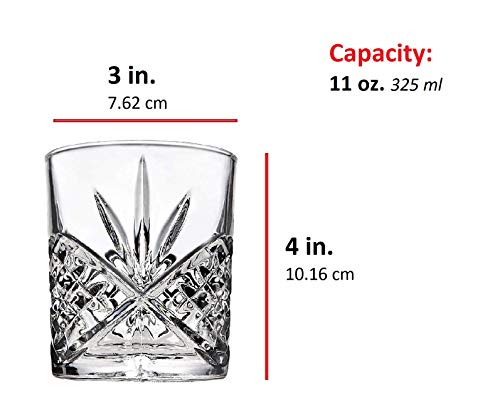 James Scott 4-Piece Whiskey & Liquor Glass Set-Exquisite Cocktail Glasses For Bourbon, Scotch, Alcohol, Etc. | 11 Oz. Drinking Glasses | Irish Cut Design