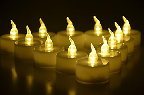 Zhuoxin Battery Operated Simulation Candle Flame LED Tea Light for Valentine Gift Wedding Party Festival Pack of 12, Electric Fake Candle in Warm White (Dia1.4''xH1.6'', Warm White)