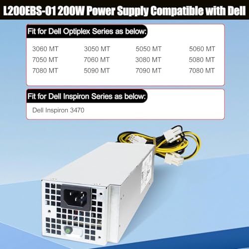 Upgraded Power Supply L200EBS-01 200W 5TVM5 Replacement Compatible with Dell OptiPlex 3060 3050 3050M 7050 7060 3080 5080 7080MT Dell Inspiron 3470 H200EBS-01 VFXXF PA-222 01-3D B K92TW