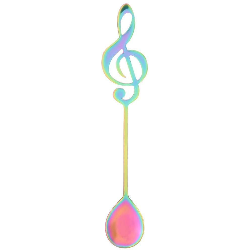 Stainless Steel Dessert Spoon, Colorful Musical Note Design Coffee Stirring Spoon Dishwasher Safe for Coffee Iced Dessert Tea(5#)