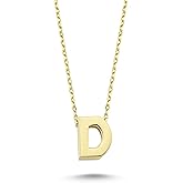 Wish Carat 14k Solid Gold Initial Necklace for Women - Dainty Charm Pendant Letter Necklace Jewelry for Women | 18''