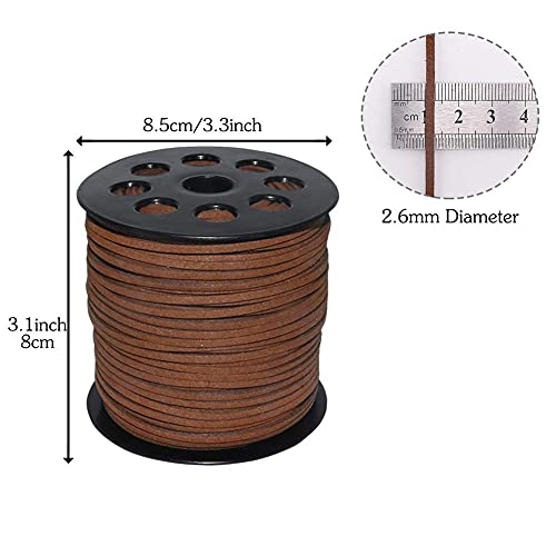 KASTWAVE 2.6mm Suede Cord, 100 Yards Flat Faux Leather Cord for Necklaces, Bracelets, Jewelry Making, Beading and DIY Crafts (Coffee)
