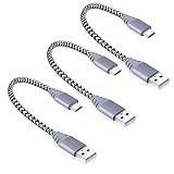USB Type C Cable, Pofesun [3 Pack 1FT] USB C Cable USB-C to USB-A Fast Charger Nylon Braided Cord Compatible Samsung Galaxy S10+ /S10 /S9 /S8 Plus Note 9 8,LG G6 V30,Pixel 2 (White,White,White)