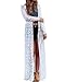 ZANZEA Ladies Beach Boho Open Cardigan Loose Long Lace Floral Maxi Tops Dress Off White 12