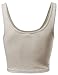 Xpril Basic Solid Sleeveless Crop Tank Tops Oatmeal Size L