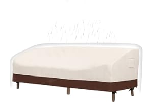 TUYEHO Patio Sofa Cover, Heavy Duty Sofa Cover (85 x 38 x 30 Inch) – Patio Outdoor waterproof High Back Cover, 3 Seat Bench Loveseat Cover - 600D Waterproof & Weather Resistant, Anti UV Fabric. Beige&Brown