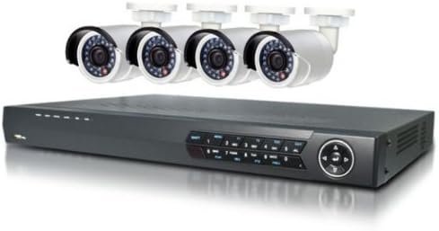 4-CH NVR Kit includes 4-Pk 1.3 MP IP Cameras with 2x 100ft CAT5 Cable