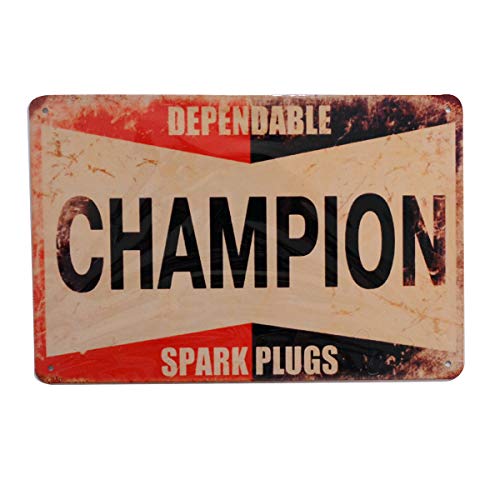 Retro Vintage Tin Metal Sign, Champion Spark Plugs, Wall Decor for Home Garage Bar Man Cave, 8x12/20x30cm - Thumbnail 4