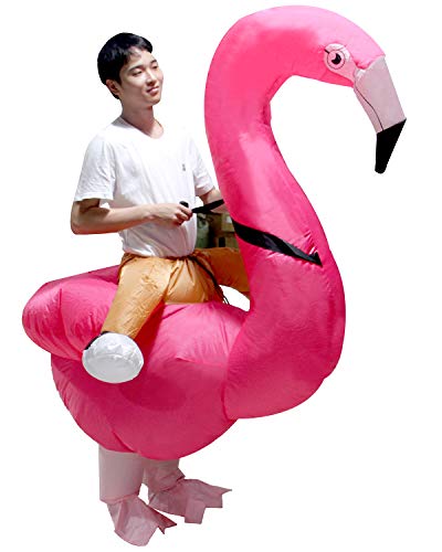 Seasonblow Fancy Adult Inflatable Dinosaur Unicorn Cowboy Costume Halloween Cosplay Fantasy Costume (Flamingo)