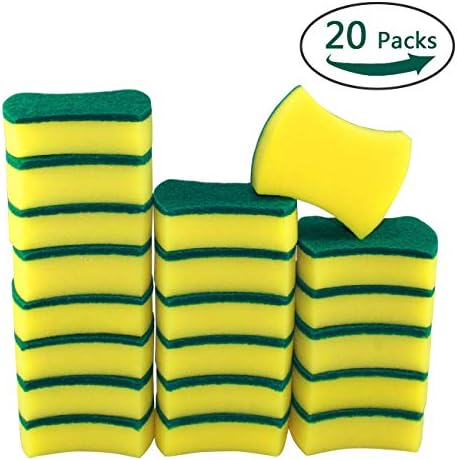 Heavy Duty Scrub Sponge, 20 Pack Multi-Use Cleaning Sponges Scrubbing Dish Eraser Sponges Use for Kitchens, Bathroom, Car & Odor Free