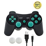 PS3 Controller, SKILEEN Wireless Bluetooth Double Vibration Game Remote Control Joystick Multi-Media Game Joypad for  PS3 with Charger Cable (Blue)