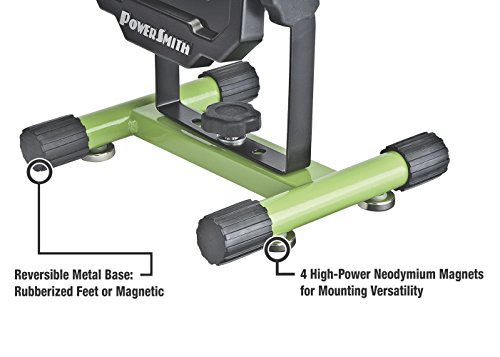 PowerSmith PWLR1110M 900 Lumen LED Weatherproof Tiltable Portable Lithium-Ion Battery-Powered Cordless Work Light with Magnetic Base, Impact-Resistant Glass Lens, Wall Charger, and Car Charg, Green