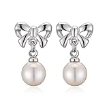 Yoursfs 18k White Gold Plated Bowknot Wedding Pearl Stud Earrings Nickel Free