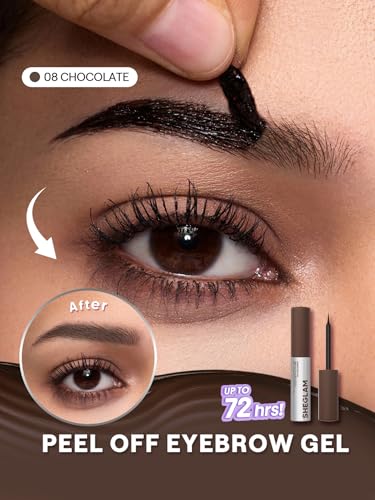 SHEGLAM Tint Lock Tattoo Peel Off Brow Gel – Long-Lasting Brow Tint, Waterproof & Smudge-Resistant, Shapes Defines & Fills Brows, Natural Semi-Permanent Eyebrow Gel Stain (Chocolate)