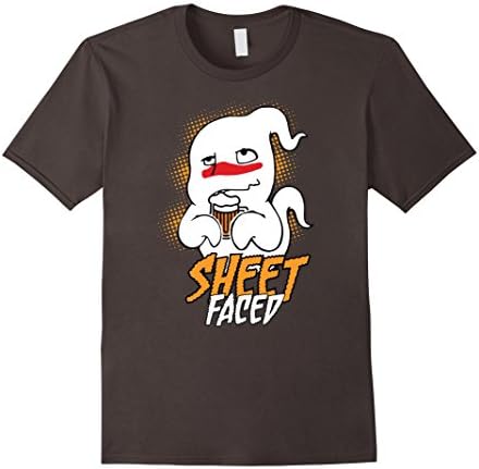 Mens Sheet Faced: Beer Lover Halloween T-Shirt, Gift Idea For Men 2XL Asphalt