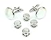 Round Silver Tone and Shell Inlay Men's Tuxedo Cufflinks and Dress Shirt Studs Set - Classic Formal Wear