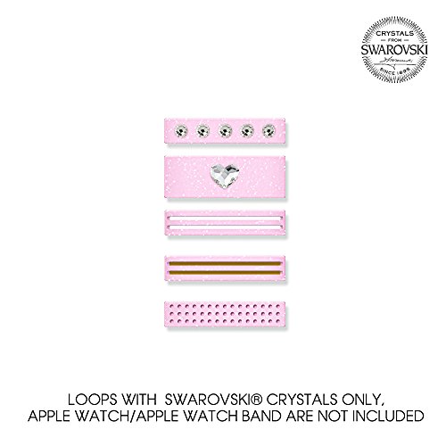 Add Sparkles to Your Apple Watch 38mm with Bling My Thing Allure Loop Collection in Baby Pink with Swarovski Crystals, Easily Slide Them On and Off Your Watch Band, Suitable for Series 1 and 2