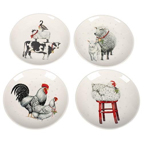 Creative Coop Barnyard Animals Ceramic Plates Set of 4