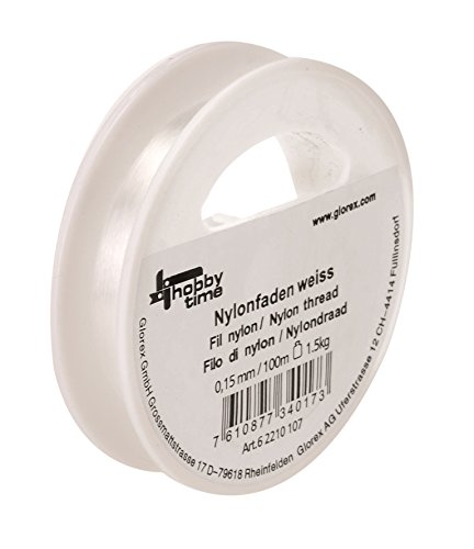 Glorex 6 2210 107 Nylon Thread, More, White, 7 x 7 x 2 cm