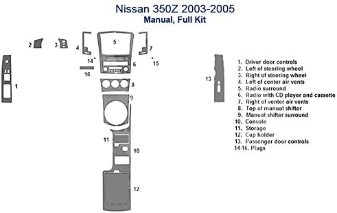 Nissan 350Z Full Dash Trim Kit, Manual - Carbon Fiber