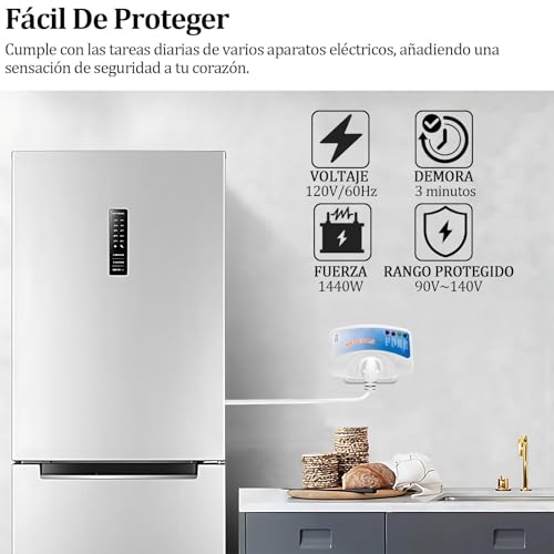 1440W Regulador de Voltaje para Refrigerador, Regulador de Voltaje para Lavadora, Protector de Voltaje para Refrigerador, No Break para Refrigerador, Supresor de Picos de Voltaje para Cocina, AC120V