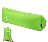 Inflatable Waterproof Lounger By Hikenture - 2nd Generation Air Filled Lounger For Camping,Outdoor Hangout,Beach,Indoor Rest - Sleeping Air Bag with Portable Carry Bag (Green)