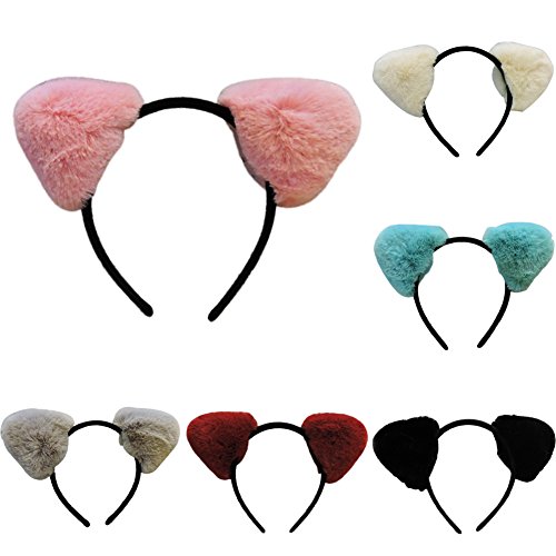 BAOBAO Fluffy Rabbit Fur Ball Cat Fox Ears Hair Hoop Headband Xmas Cosplay Hairband
