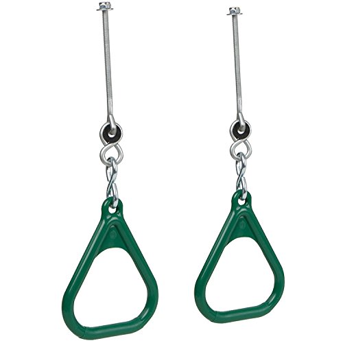 Swing Set Stuff Trapeze Rings (Green) with Swing Hangers and SSS Logo Sticker