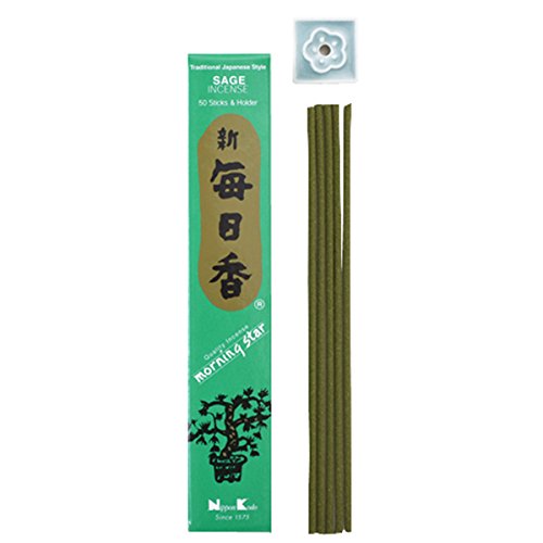 Morning Star Japanese Incense Sticks SAGE 50 Sticks & holder’