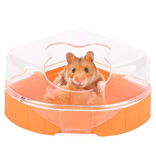 HEEPDD Corner Toilet for Small Pets, Plastic Bathtub with Roof, Compact Triangle Design for Hamsters Gerbils Rats Mice Sand Bath Sauna Toilet House Shovel Included