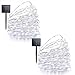Lalapao Solar Powered String Lights 2 Pack Starry Fairy Lights 200 LED Outside Copper Wire Waterproof Xmas Decor Lighting with 8 Modes for Christmas Outdoor Indoor Tree Bedroom Garden Party (White)