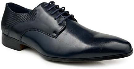 Men Fashion Lace Up Oxfords Dress Shoes Plain Toe Navy Blue (9.5, Navy)