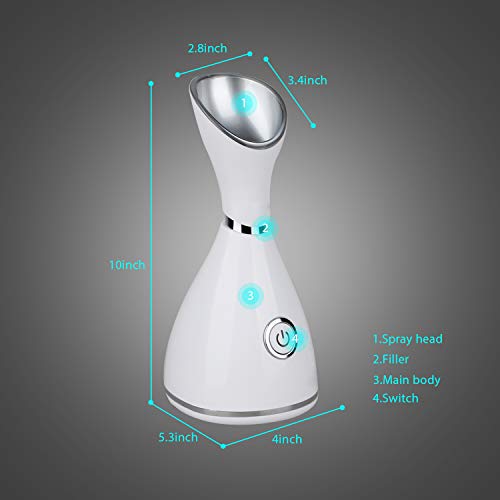 Nano Ionic Facial Steamer,CREPOW Facial Steamer Mini Portable Warm Mist Humidifier Atomizer Sprayer Moisturizing Face Steamer for Home Sauna SPA,Pores Cleanse Clear Blackheads Acne Impurities Skin