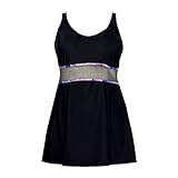 PZZ Sexy Plus Size Swimsuit Push Up Mesh Patchwork One Piece Black(FBA)