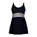 PZZ Sexy Plus Size Swimsuit Push Up Mesh Patchwork One Piece Black(FBA)