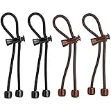 Pulleez Set of 4 Sliding Ponytail Holders Elastic Hair Tie Bracelet (Brown/Black)