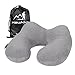 Hawkko Inflatable Travel Pillow, Head/Chin/Neck Support, Velvet Super Soft Neck Pillow, Lightweight/Compact/Portable, Silvery Grey