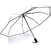 JOBEDE Clear Transparent Umbrella, Auto Open Clear Umbrella for Rain Wedding Adult-black