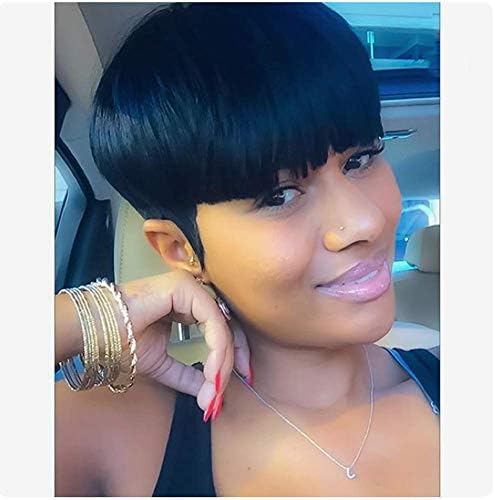 HOTKIS Human Hair Short Wigs Glueless Short Black Bob Wigs for Women (HTS802)