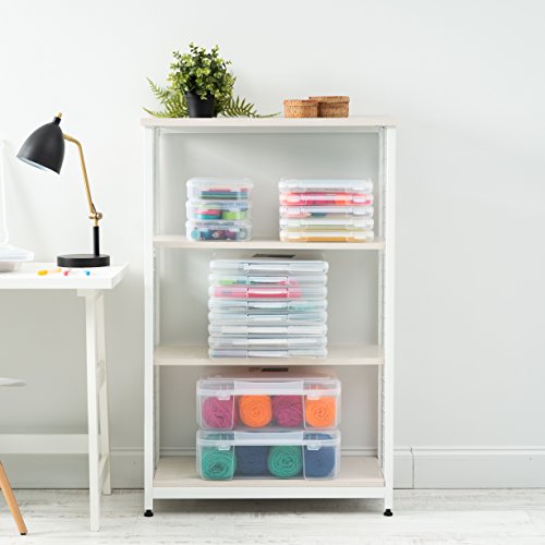 IRIS USA 10 Pack Clear Scrapbook Paper Storage Boxes, Portable Craft and Art Project Case for 12