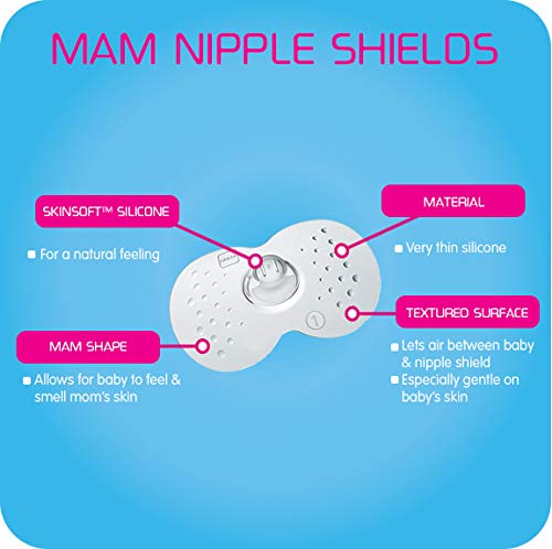 image for MAM Breastfeeding Nipple Shields with Sterilizing Storage Case, Size 1