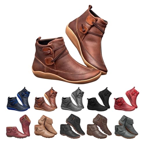 Ankle Boots for Women UK Leather Chelsea Boots Waterproof Flat Wide Fit Shoes Ladies Low Heel Short Boot Comfortable Classic Side Zipper Non Slip Elegant Ankle Boot