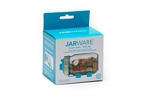 Jarware 82637 Piggy Bank Lid for Regular Mouth Mason Jars, Blue