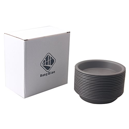 BangQiao 16 Pack 4.00 Inch Plastic Round Plant Pot Saucer Tray for Indoor and Outdoor Plants, Gray