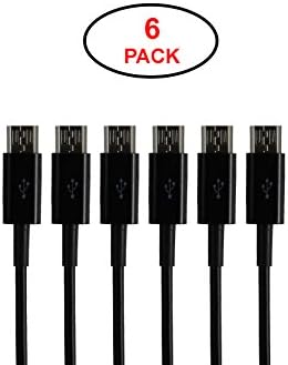 Micro USB Charging Sync Cables Short 20cm/8in PowerOn7 Black (6 Pack)