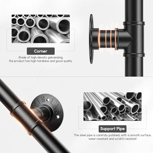 Couleeur Indoor and Outdoor Stair Railings, Wall Mount Stairs Railing for Elderly Disabled Stairs Steps Handrail Galvanized Industrial Non-Slip Handrail (2M)
